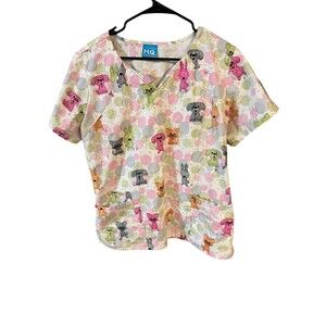 Cherokee HQ Scrub Best Furiends Vneck Neck 4762V-BFFS Vet Medical  Scrub Top